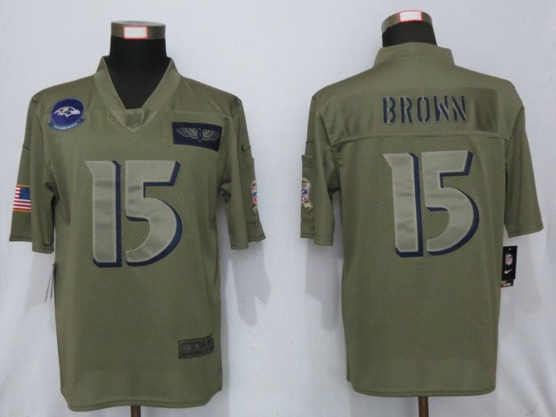 Men Baltimore Ravens #15 Brown Nike Camo 2019 Salute to Service Limited NFL Jerseys